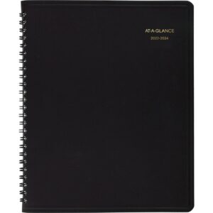 at-a-glance 2023-2024 academic planner, monthly appointment book, 7" x 8-3/4", medium, pocket, flexible cover, black (7012705)