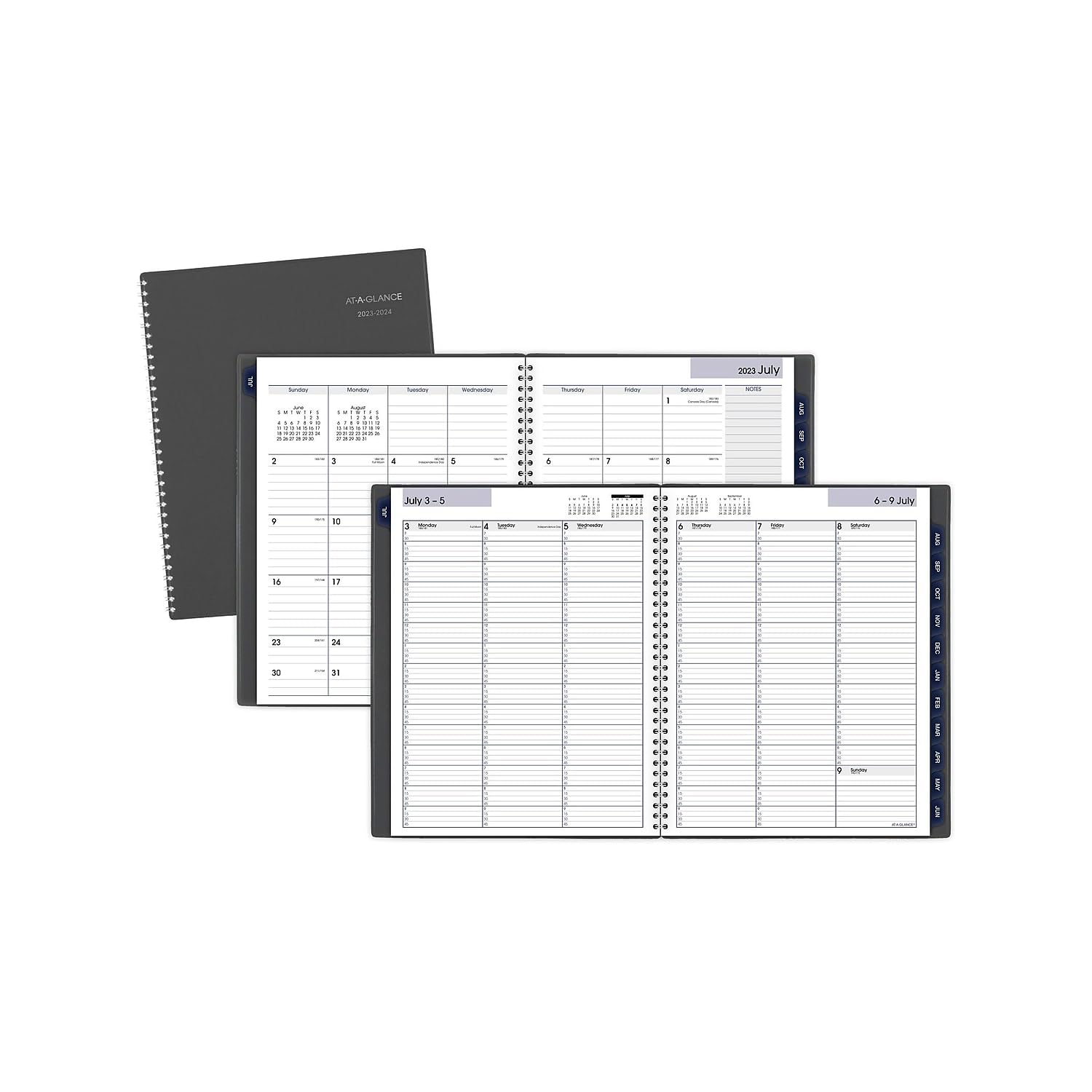 AT-A-GLANCE 2023-2024 Planner, Weekly & Monthly Academic Appointment Book, 8-1/2" x 11", Large, DayMinder, Charcoal (AYC52045)(July 2023-June 2024)