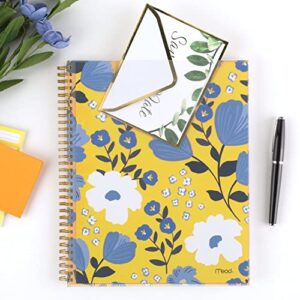 Mead 2023-2024 Academic Planner, Weekly & Monthly, 8-1/2" x 11", Large, Monthly Tabs, Pocket, Flexible Cover, Customizable, Caprice, Yellow Floral (1319A-901A)