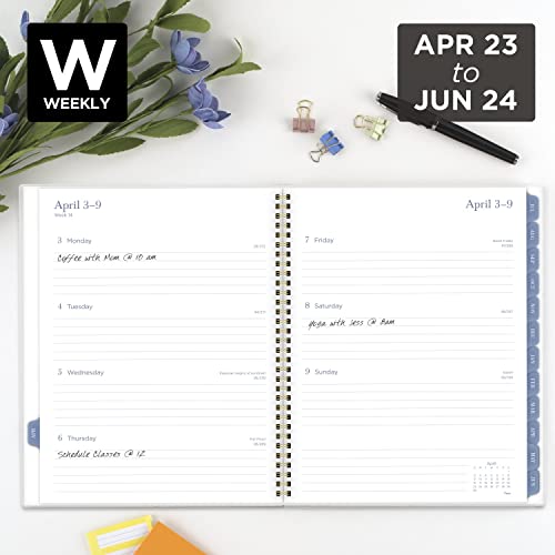 Mead 2023-2024 Academic Planner, Weekly & Monthly, 8-1/2" x 11", Large, Monthly Tabs, Pocket, Flexible Cover, Customizable, Caprice, Yellow Floral (1319A-901A)