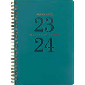 at-a-glance 2023-2024 planner, weekly & monthly academic, 5-1/2" x 8-1/2", small, signature lite, teal (yp20la12)