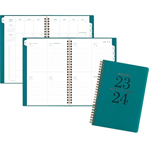 AT-A-GLANCE 2023-2024 Planner, Weekly & Monthly Academic, 5-1/2" x 8-1/2", Small, Signature Lite, Teal (YP20LA12)