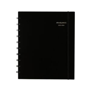at-a-glance 2023-2024 academic planner, weekly & monthly, quarter-hourly appointment book, 9" x 11", large, monthly tabs, pocket, flexible cover, move-a-page, black (70957e05)