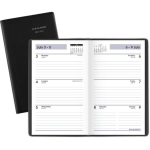AT-A-GLANCE 2023-2024 Academic Pocket Calendar, Weekly Planner, 3-1/2" x 6", Flexible Cover, DayMinder, Black (AY4800)