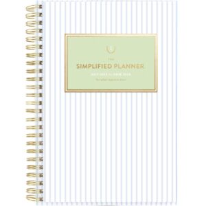 at-a-glance 2023-2024 academic planner, simplified by emily ley, weekly & monthly, 5-1/2" x 8-1/2", small, monthly tabs, flexible cover, customizable, carolina stripe (el11-201a)
