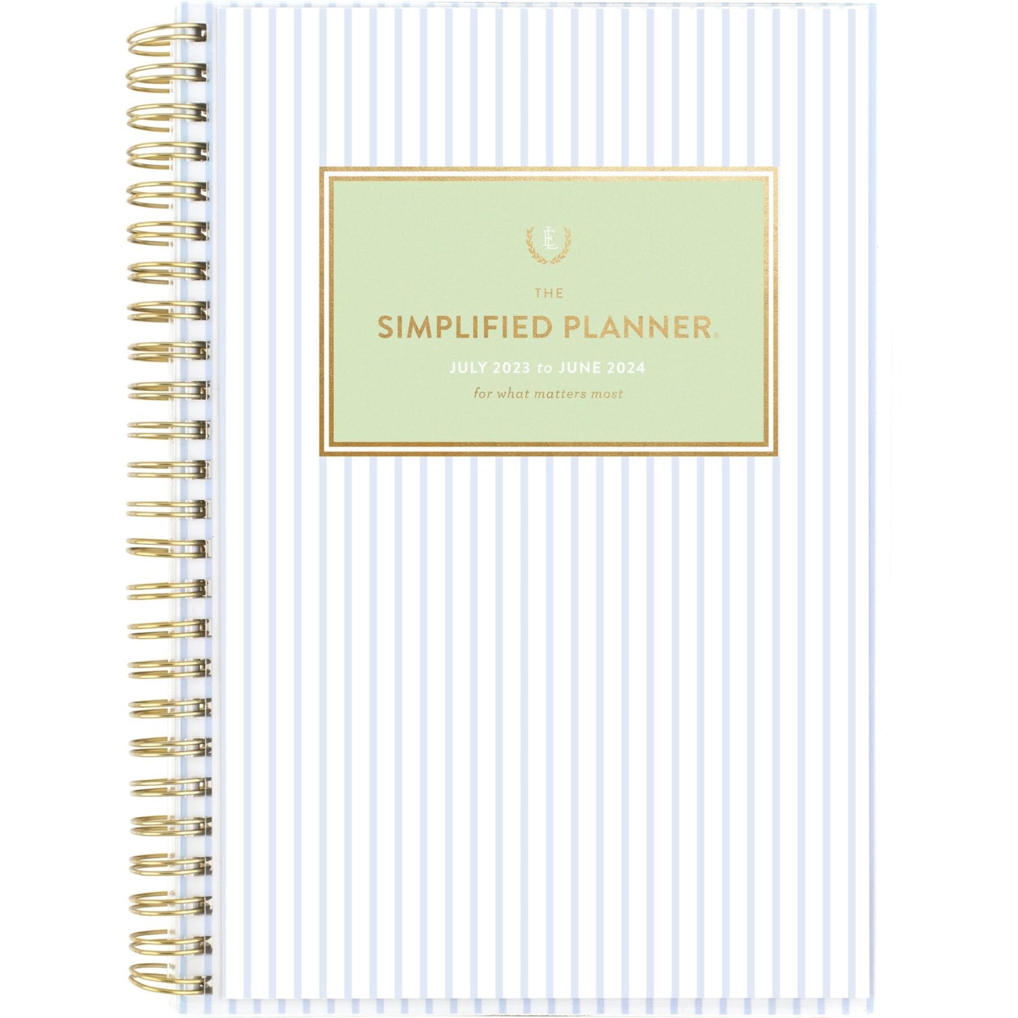 AT-A-GLANCE 2023-2024 Academic Planner, Simplified by Emily Ley, Weekly & Monthly, 5-1/2" x 8-1/2", Small, Monthly Tabs, Flexible Cover, Customizable, Carolina Stripe (EL11-201A)