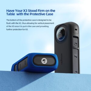 Rszfnjxry Silicone Protective Cover Case,Screen Protectors and Lens Guards Cap for Insta360 x3,Bundle Include 1pc Silicone Case+2pcs Screen Protectors+2pc Lens Guards Cap