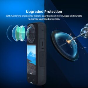 Rszfnjxry Silicone Protective Cover Case,Screen Protectors and Lens Guards Cap for Insta360 x3,Bundle Include 1pc Silicone Case+2pcs Screen Protectors+2pc Lens Guards Cap