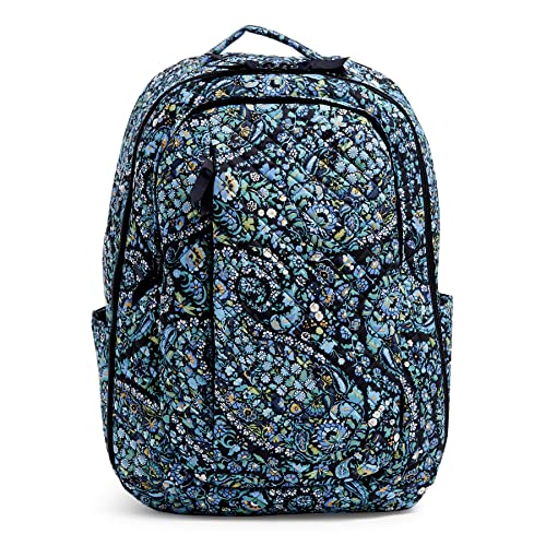 Vera Bradley Women's Cotton Large Travel Backpack Travel Bag, Dreamer Paisley - Recycled Cotton, One Size