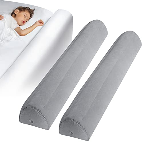 NiHome Travel Bed Rails for Toddlers Kids (2-Pack) - Inflatable Bed Rails, Blow Up Bed Bumpers with Pump for King Queen Full - Portable Bed Guard Rail for Travel or Home - Machine Washable Non Slip