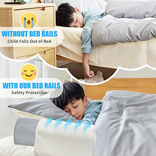 NiHome Travel Bed Rails for Toddlers Kids (2-Pack) - Inflatable Bed Rails, Blow Up Bed Bumpers with Pump for King Queen Full - Portable Bed Guard Rail for Travel or Home - Machine Washable Non Slip