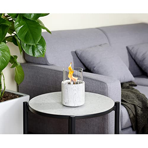 Home Zone Living Concrete Portable Tabletop Round 4.7" Mini Fire Pit Bowl, Wick Included, Indoor, Outdoor Use, Patio, Deck, Balcony Safe, Ethanol Alcohol, Smokeless, Long Burning, Fireplace, Soot Free