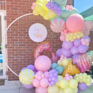 Pastel Donut Balloon Garland Arch Kit, 157pcs Donut Sweet Candy Ice Cream Foil Balloons for Kids Donut Grow Up Baby Shower Two Sweet Girls Birthday Party Decorations