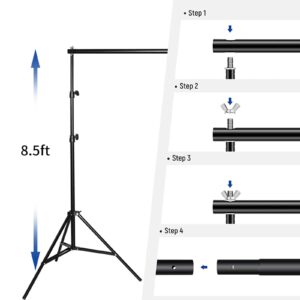 FOTOCREAT Backdrop Stand Kit 8.5x10ft,Adjustable Photo Video Studio Background Stand Backdrop Support System for Wedding Parties,Birthday, Portrait Photography with 4 Clamps and Carrying Bag