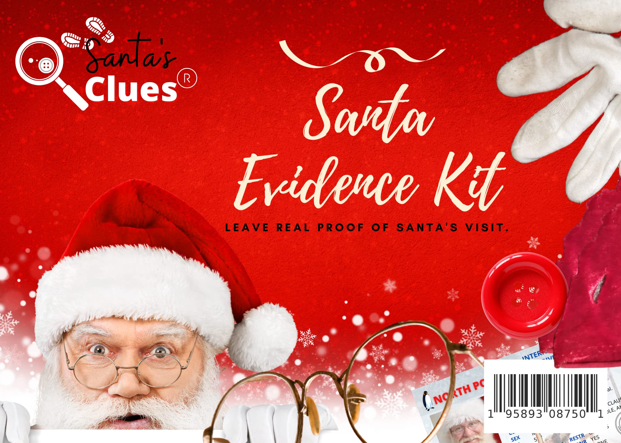 Santa Evidence Kit - Proof of Santa, Santa License, Santa Button, Lost Glove for Kids Christmas