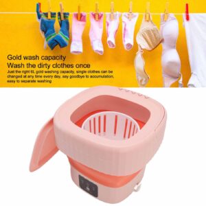 Portable Washing Machine, 6L Foldable Mini Small Portable Washer Washing Machine with Basket for Baby Clothes, Underwear or Small Items, Mini Washing Machine for Apartment Travel, Best Gift (Pink)