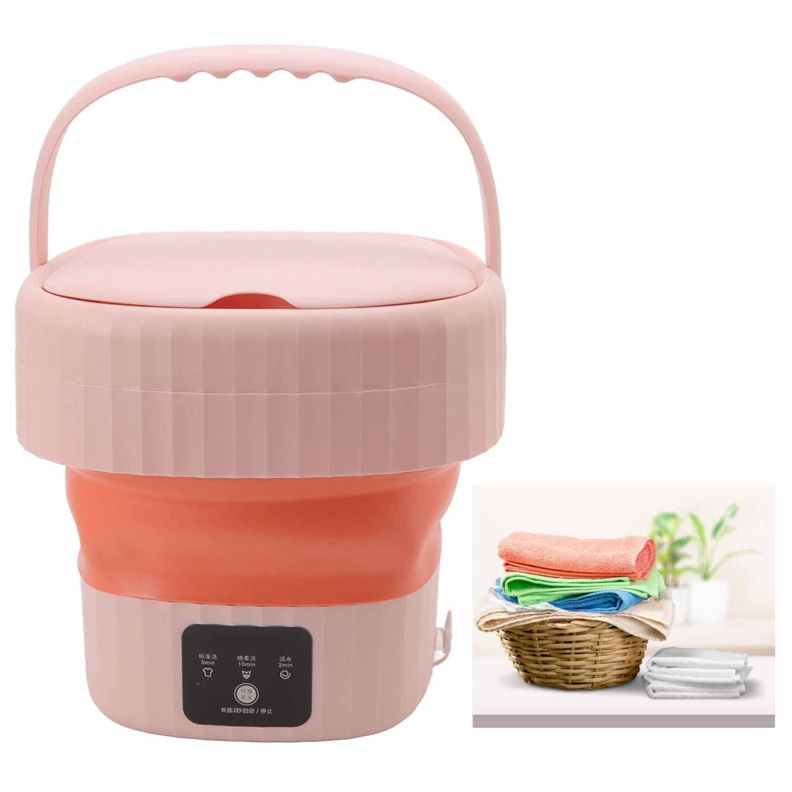 Portable Washing Machine, 6L Foldable Mini Small Portable Washer Washing Machine with Basket for Baby Clothes, Underwear or Small Items, Mini Washing Machine for Apartment Travel, Best Gift (Pink)