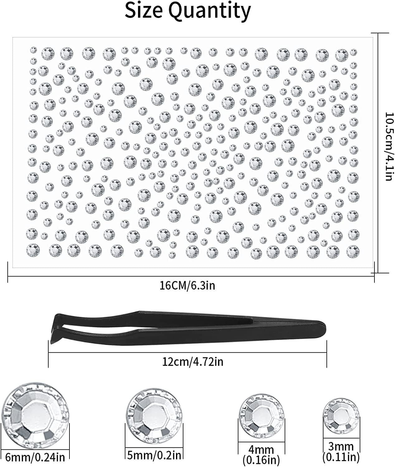 QOOSIKICC 5 Sheets Rhinestones Stickers Self Adhesive, Clear Stick on Crystal Diamond Gems Stickers, Bling Craft Jewels Gems Stickers for Nails Face Makeup Decoration Rhinestones Gems Stickers