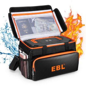 ebl fireproof and waterproof document bag compatible with portable power station 300w/500w/1000w/2000w, home basic batteries aa aaa c d battery and more