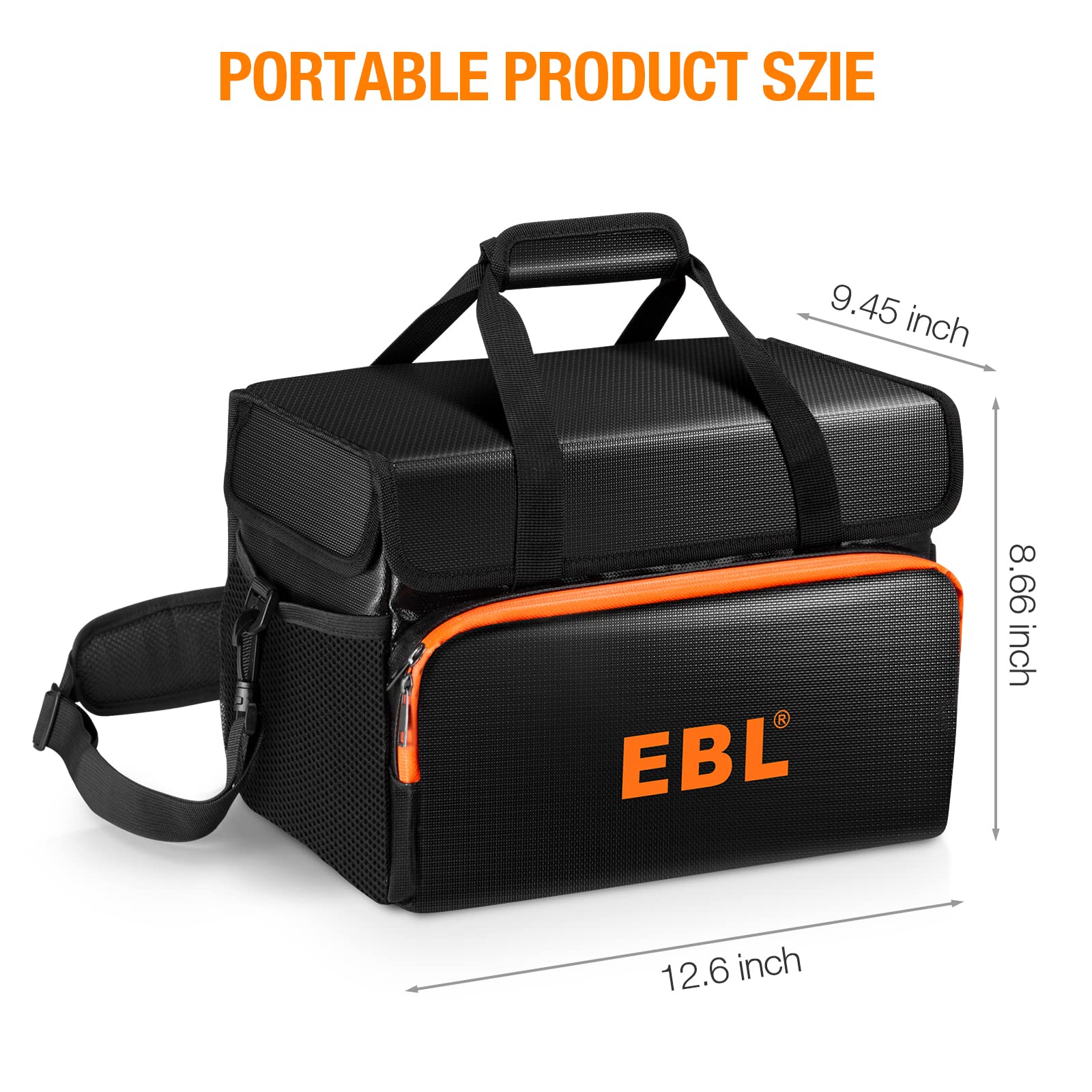 EBL Fireproof and Waterproof Document Bag Compatible with Portable Power Station 300W/500W/1000W/2000W, Home Basic Batteries AA AAA C D Battery and More