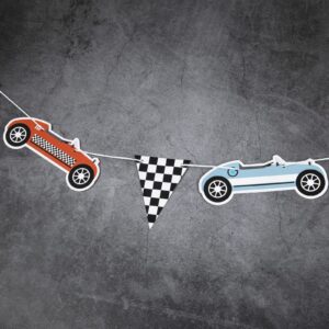 Retro Race Car Themed Birthday Banner,Race Car Party Decoration, Fast One Birthday Decoration for Boys,Two Fast Birthday,Boy Birthday Party Decorations,Race Car Checkered Banner