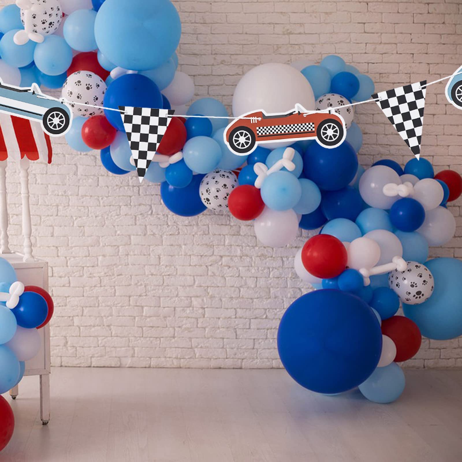 Retro Race Car Themed Birthday Banner,Race Car Party Decoration, Fast One Birthday Decoration for Boys,Two Fast Birthday,Boy Birthday Party Decorations,Race Car Checkered Banner