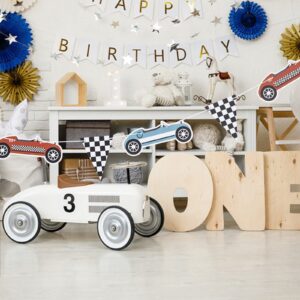 Retro Race Car Themed Birthday Banner,Race Car Party Decoration, Fast One Birthday Decoration for Boys,Two Fast Birthday,Boy Birthday Party Decorations,Race Car Checkered Banner