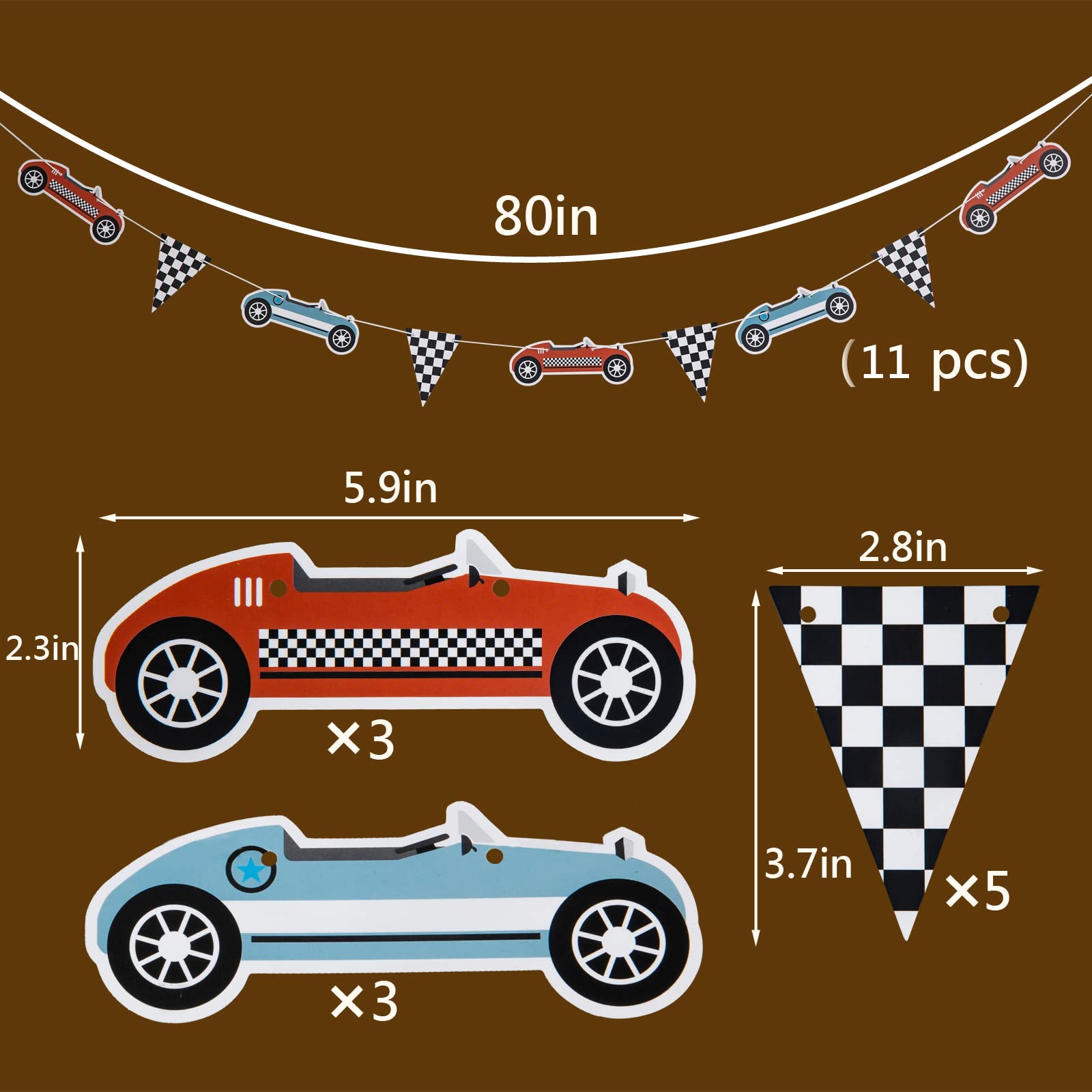 Retro Race Car Themed Birthday Banner,Race Car Party Decoration, Fast One Birthday Decoration for Boys,Two Fast Birthday,Boy Birthday Party Decorations,Race Car Checkered Banner