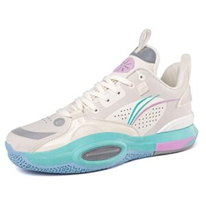 Colorblock Sport Shoes for Men - Fashion Casual Design Breathable Basketball Tennis Shoes with High-Rebound Non-Slip Rubber Sole Trendy Sneakers Marshmallow