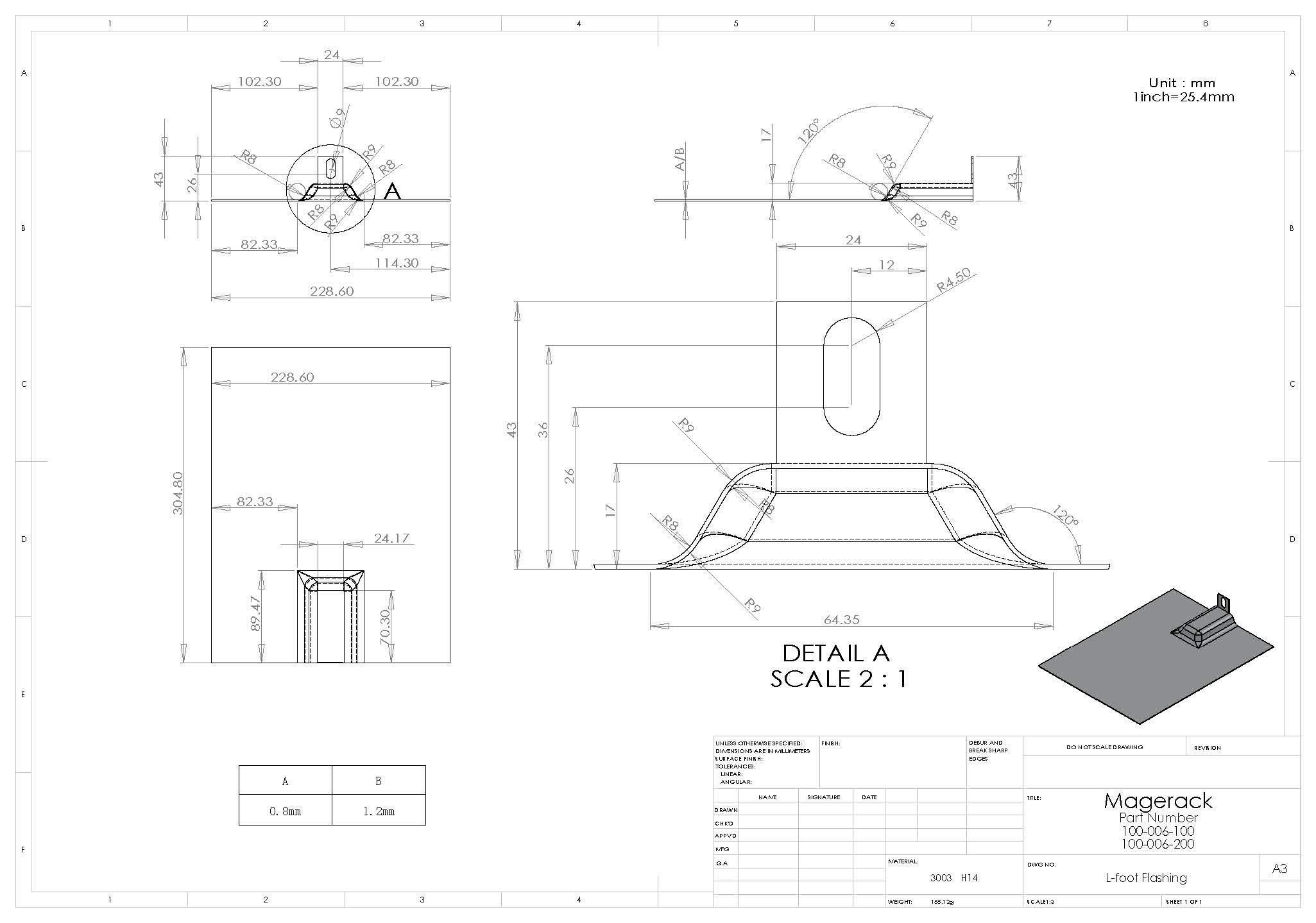 Black Z Bracket with Flashing for Solar Panel PV Module Mounting Racking Installation