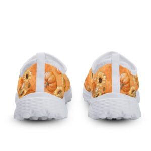 Jeiento Women's Running Shoes, Thanksgiving Shoes, Yellow Sunflower Shoes,Fall Pumpkin Shoes, Non Slip Sneakers Athletic Sports Walking Gym Work Shoes