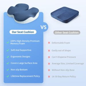 Car Seat Cushion,Office Chair Cushions Butt Pillow for Long Sitting Comfort,Memory Foam Coccyx Cushion for Tailbone Pain,Non-Slip& Ergonomic Sciatica&Back Pain Relief Driving Wheelchair Desk Chair Pad