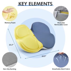 Car Seat Cushion,Office Chair Cushions Butt Pillow for Long Sitting Comfort,Memory Foam Coccyx Cushion for Tailbone Pain,Non-Slip& Ergonomic Sciatica&Back Pain Relief Driving Wheelchair Desk Chair Pad