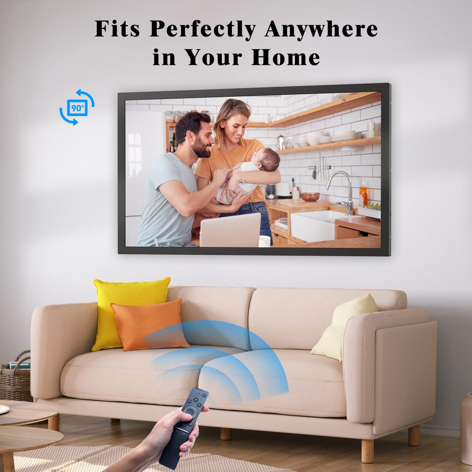 21.5-inch Dual-WiFi Digital Photo Frame - FULLJA FHD IPS Large Smart Digital Picture Frame, 2.4GHz 5GHz Dual Band WiFi, Sharing Photos Videos via App Email, Free Cloud, Sync & Mirror Smartphone Screen