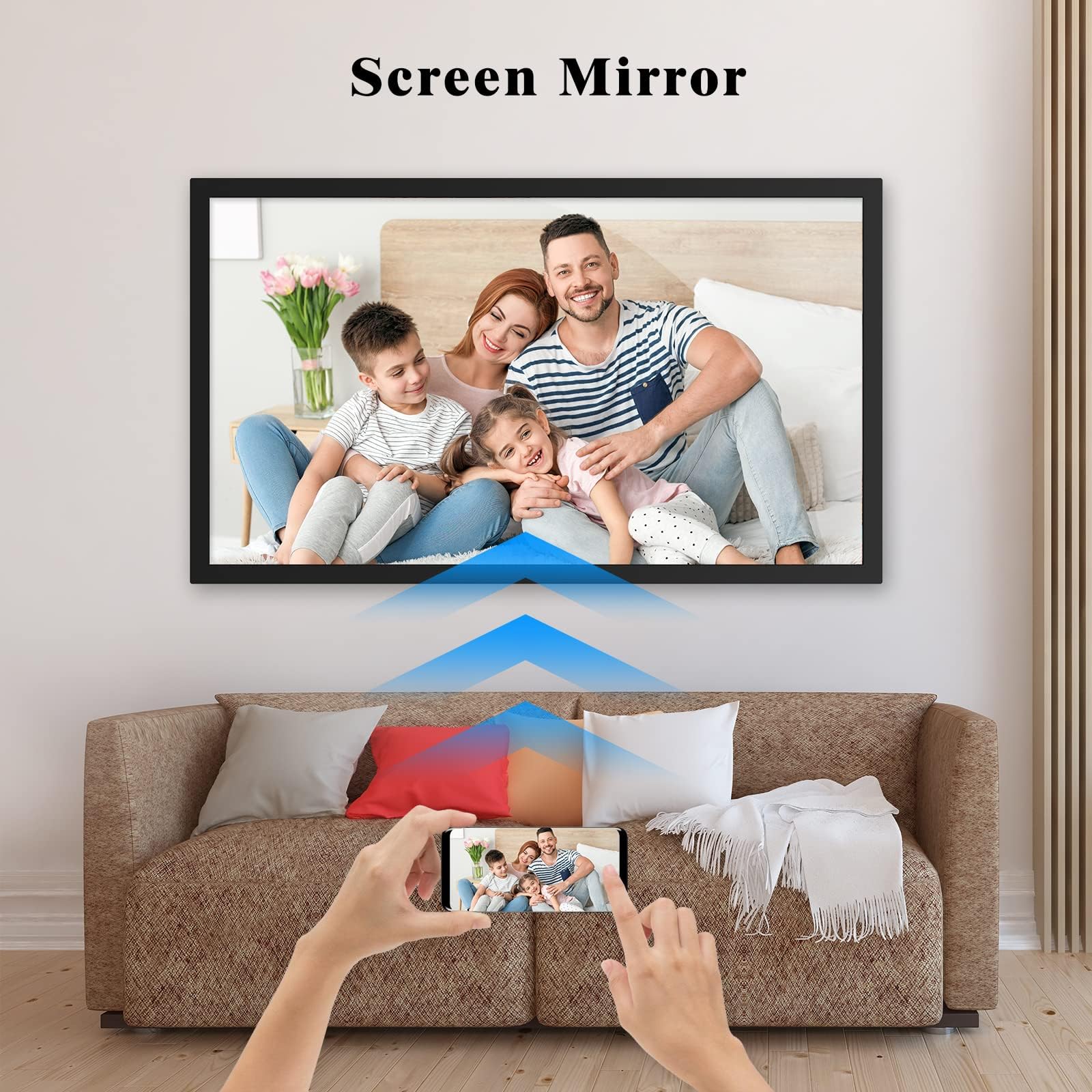 21.5-inch Dual-WiFi Digital Photo Frame - FULLJA FHD IPS Large Smart Digital Picture Frame, 2.4GHz 5GHz Dual Band WiFi, Sharing Photos Videos via App Email, Free Cloud, Sync & Mirror Smartphone Screen