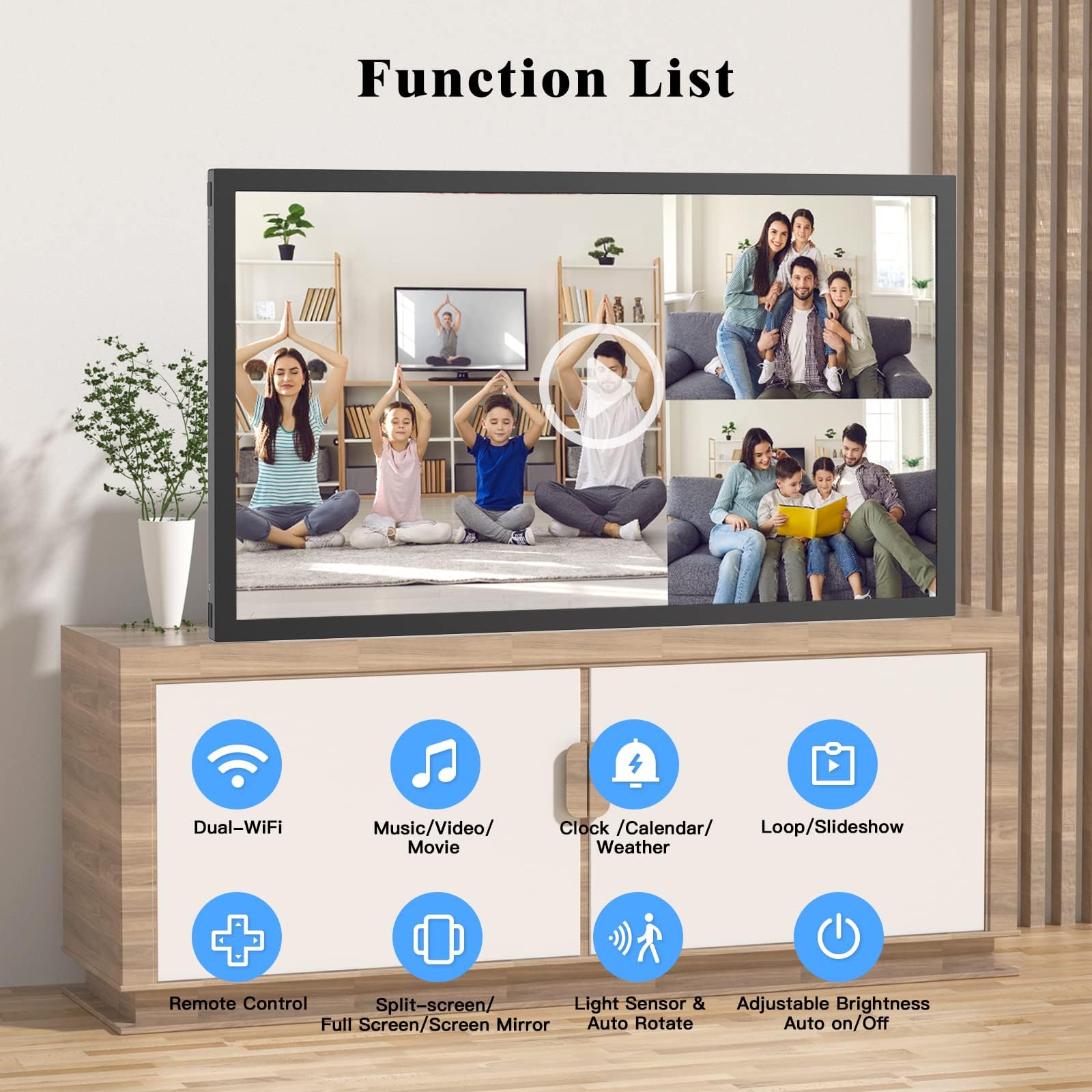 21.5-inch Dual-WiFi Digital Photo Frame - FULLJA FHD IPS Large Smart Digital Picture Frame, 2.4GHz 5GHz Dual Band WiFi, Sharing Photos Videos via App Email, Free Cloud, Sync & Mirror Smartphone Screen