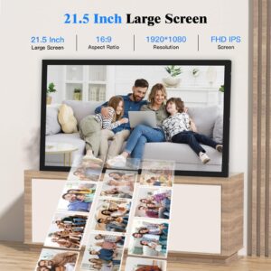 21.5-inch Dual-WiFi Digital Photo Frame - FULLJA FHD IPS Large Smart Digital Picture Frame, 2.4GHz 5GHz Dual Band WiFi, Sharing Photos Videos via App Email, Free Cloud, Sync & Mirror Smartphone Screen