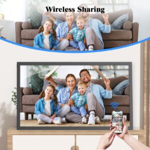 21.5-inch Dual-WiFi Digital Photo Frame - FULLJA FHD IPS Large Smart Digital Picture Frame, 2.4GHz 5GHz Dual Band WiFi, Sharing Photos Videos via App Email, Free Cloud, Sync & Mirror Smartphone Screen