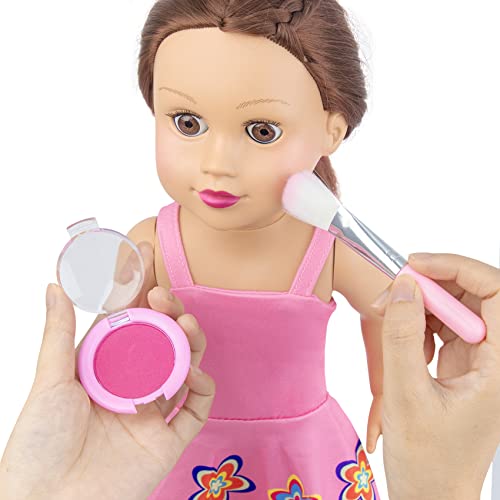 18INDC 18 Inch Girl Doll Accessories Make Up Pretended Toys Set, Washable Makeup Beauty Set Toys for Girl Doll Dress Up Sets for Girls 3-8 Years Old (Doll Not Included)