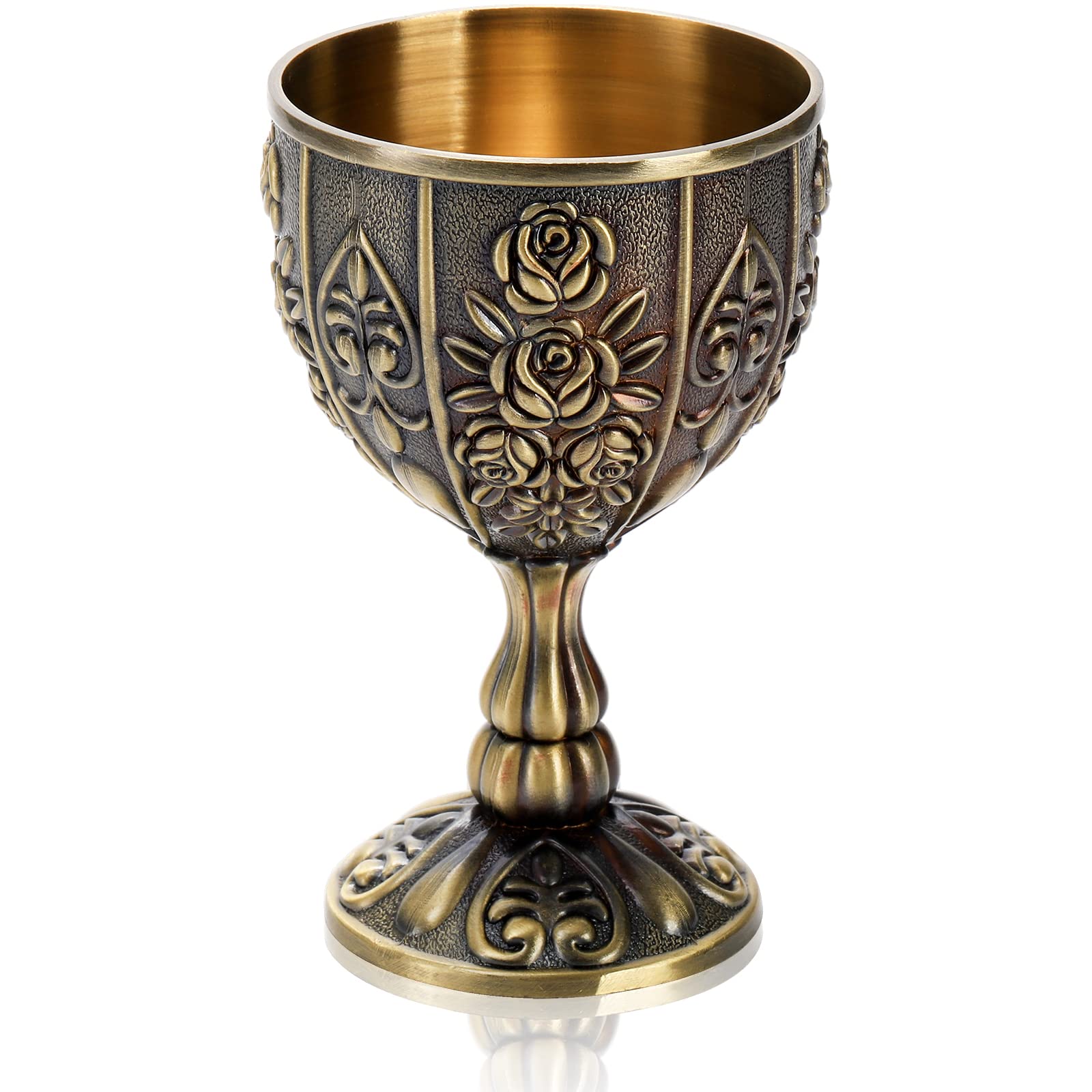 Yopay Handmade Goblet Chalice, Vintage Engraving Wine Liqueur Cup, 3.4OZ Food Safe Sturdy Drinking Vessel Shot Glasses for Buddha Weddings Home Decor Blessings