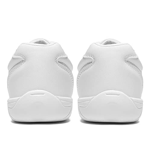 LANDHIKER Girls Cheer Shoes Womens Cheerleading White Dance Shoes Youth Sports Training Athletic Flats Lightweight Breathable Comfortable Tennis Kids Cheer Sneakers Size