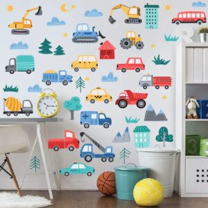 car city road wall decals traffic road sign enlightenment wall stickers for playroom, nursery, boy room, bedroom, classroom, living room.