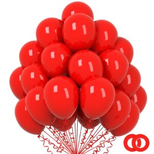 100pcs red balloons, 12 inch red party latex balloons for birthday wedding valentine’s day anniversary party decorations(with 2 red ribbons)