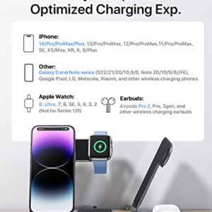Intoval Charging Station for Apple iPhone/Watch/Airpods, 3 in 1 Wireless Charger for iPhone 15/14/13/12/11/XS/XR/XS/X/8, iWatch 9/Ultra 2/8/Ultra/7/6/SE/5/4/3/2, Airpods Pro2/Pro1/3/2/1 (Y9,Grey)