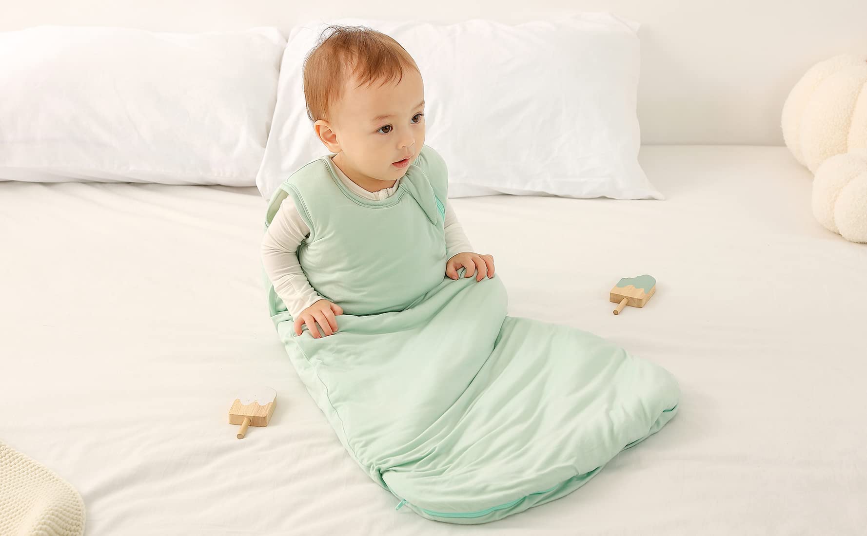 Unisex Baby Viscose from Bamboo Sleep Sack 1.0 TOG Sleeping Bag Infant Boys Girls Wearable Blankets (Grey, 6-18 Months)