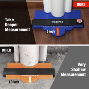 WORKPRO Connectable Contour Gauge (10+10 Inch), Profile Duplicator with Lock, Precisely Copy Irregular Shape, Gift for Father, Husband, Outline Marking Tool for Woodworking Floor, Carpet, Tile Laying