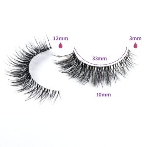 Wleec Beauty Lashes Cat Eye, Short False Eyelashes Natural Look with Clear Band, 12mm Wispy Eye Lashes Fluffy (7 Pairs, Black, CC95)