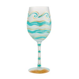 enesco designs by lolita eternal tides hand-painted artisan wine glass, 15 ounce, multicolor