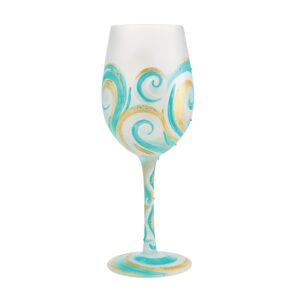 enesco designs by lolita riding the waves hand-painted artisan wine glass, 15 ounce, multicolor