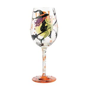 Enesco Designs by Lolita Halloween Witch Way Hand-Painted Artisan Wine Glass, 15 Ounce, Multicolor